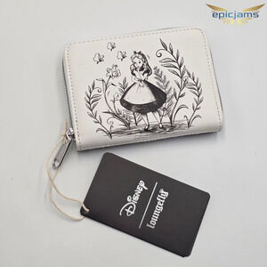 Loungefly Disney Alice In Wonderland Black & White Mini Zipper Wallet New